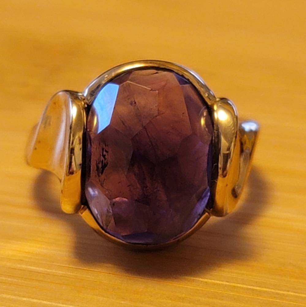 J & T Amythest Gold Plated .925 Ring